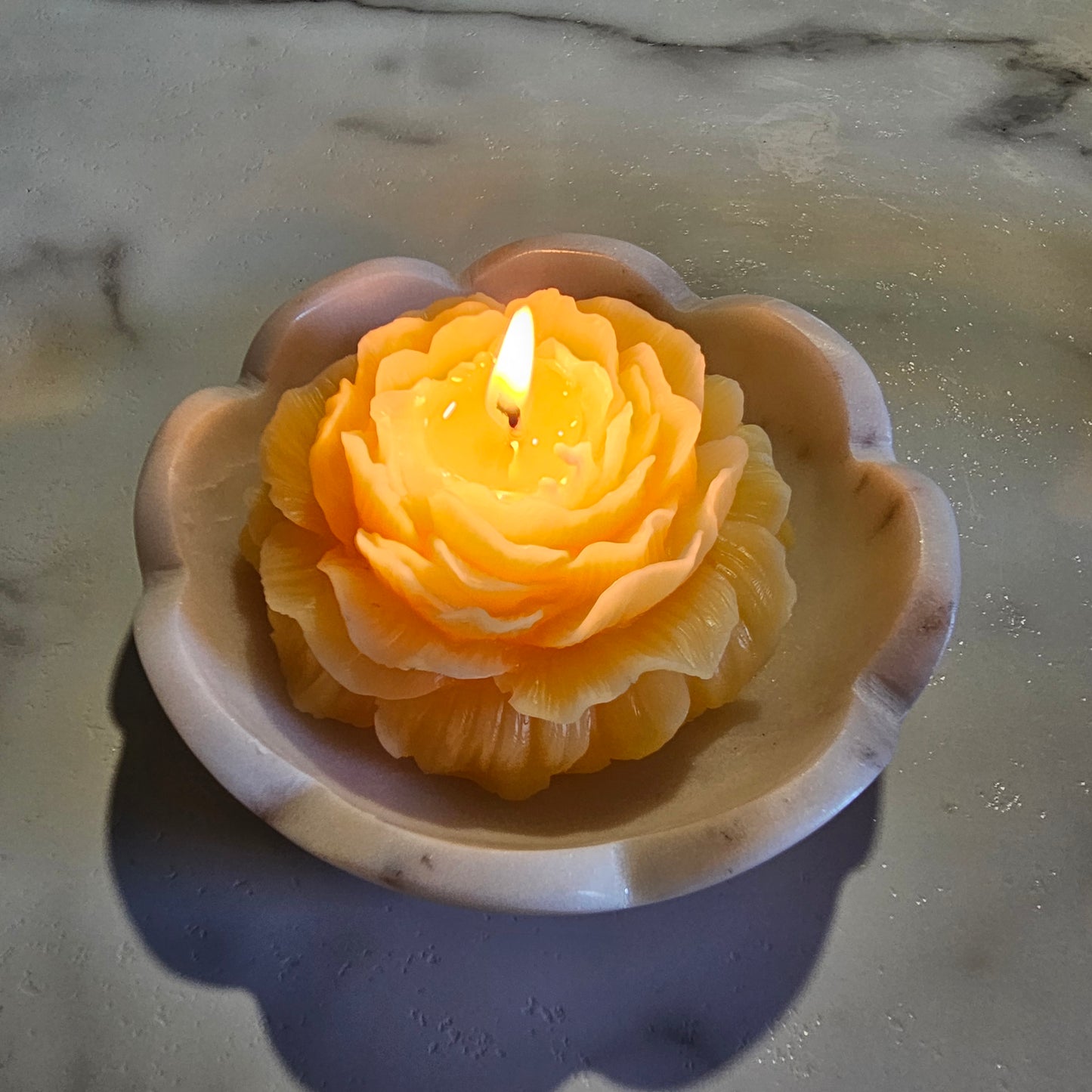 100% Beeswax Peony Flower Pillar Candle